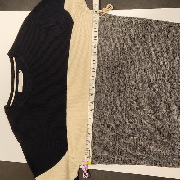 Celio Atelier Mens Long Sleeve Crewneck Navy Blue Tan And Grey Sweater Medium - Picture 6 of 7